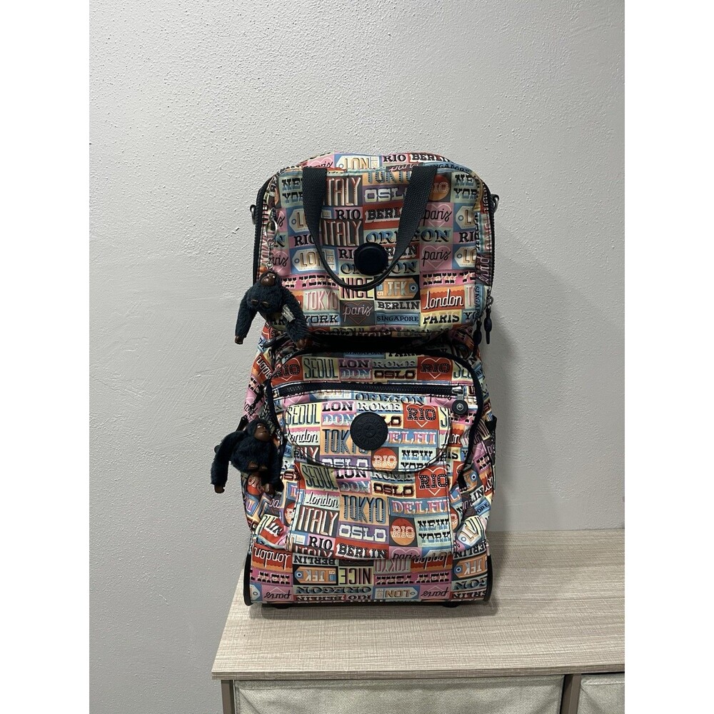 Kipling Hello Weekend Rolling Backpack & Miyo Lunch Bag Set - City Print Travel